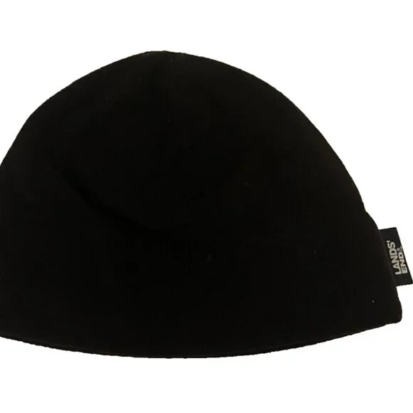 2 SETS Lands' End Black Polartec Fleece Beanie Snuggler Hat and Casual Gloves OS - Picture 3 of 14